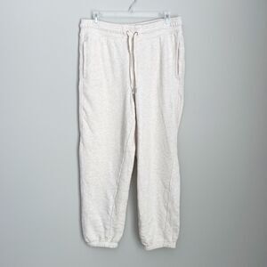 Aerie Size M Cream Oatmeal Straight Leg Sweatpants Lounge Cozy Drawstring